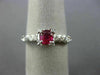 ANTIQUE WIDE .53CT DIAMOND & RUBY 14K WHITE GOLD FISH TAIL ENGAGEMENT RING 27642
