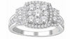 ESTATE LARGE 1.50CT DIAMOND 14K WHITE GOLD CLUSTER SEMI ETERNITY ENGAGEMENT RING