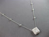 ESTATE .75CT DIAMOND 14KT WHITE GOLD 3D CLUSTER SQUARE HALO BY THE YARD NECKLACE