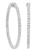 LARGE 2.31CT DIAMOND 14KT WHITE GOLD 3D ROUND INSIDE OUT HOOP HANGING EARRINGS