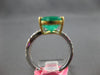 GIA LARGE 2.95CT DIAMOND & AAA EMERALD 18KT 2 TONE GOLD CLASSIC ENGAGEMENT RING
