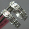 .65CT DIAMOND 14KT WHITE GOLD 3D ROUND & BAGUETTE 2 ROW HUGGIE HANGING EARRINGS