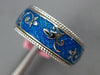 BLUE ENAMEL 18KT WHITE GOLD 3D MULTI LEAF ETERNITY COMFORT FIT ANNIVERSARY RING