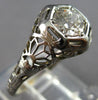ANTIQUE ART DECO .59CT OLD MINE DIAMOND 18K WHITE GOLD 3D ENGAGEMENT RING #27948