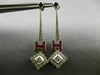 ANTIQUE 1.64CT DIAMOND & AAA RUBY 14KT WHITE GOLD 3D SQUARE HANGING EARRINGS