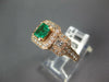 WIDE 1.39CT DIAMOND & AAA EMERALD 14K ROSE GOLD PRINCESS & ROUND ENGAGEMENT RING