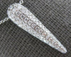 .45CT DIAMOND 14K WHITE GOLD MULTI ROW ELONGATED TEAR DROP PAVE FLOATING PENDANT
