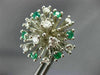ANTIQUE 2.46CT DIAMOND & AAA EMERALD 14KT WHITE GOLD 3D CLUSTER EARRINGS  #21900