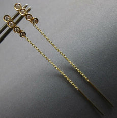 ESTATE .20CT DIAMOND 14KT YELLOW GOLD 4 STONE BEZEL CHANDELIER HANGING EARRINGS