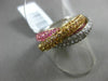 ESTATE 2.86CT DIAMOND & AAA PINK YELLOW SAPPHIRE 14K TRI COLOR GOLD TRINITY RING