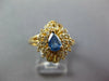 WIDE .84CT DIAMOND & AAA SAPPHIRE 14KT YELLOW GOLD PEAR SHAPE FLOWER LOVE RING