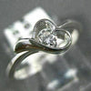 ESTATE .18CT DIAMOND 18K WHITE GOLD 3D SOLITAIRE OPEN HEART LOVE FUN RING #20423
