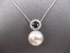 LARGE .53CT DIAMOND & AAA SAPPHIRE & SOUTH SEA PEARL 14KT WHITE GOLD 3D PENDANT
