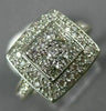 ESTATE WIDE .85CT DIAMOND 14KT WHITE GOLD 3D ROUND PAVE SQUARE ANNIVERSARY RING
