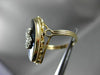 ANTIQUE OLD MINE DIAMOND & ONYX 14KT TWO TONE GOLD SWIRL MARQUISE RING #21458