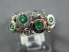ESTATE .48CT DIAMOND & AAA EMERALD 14KT WHITE GOLD 3D CLASSIC ETOILE FUN RING