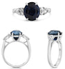 5.62CT DIAMOND & AAA SAPPHIRE PLATINUM 3D OVAL & PEAR SHAPE 3 STONE CLASSIC RING