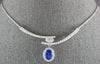 LARGE 1.75CT DIAMOND & AAA TANZANITE 14K WHITE GOLD 3D OVAL CRISS CROSS NECKLACE