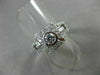 ESTATE WIDE .66CT DIAMOND 14K WHITE GOLD BEZEL SQUARE HALO ENGAGEMENT RING 18671