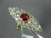 ANTIQUE EXTRA LARGE 4.25CT OLD MINE DIAMOND & AAA RUBY 18KT 2 TONE GOLD FUN RING