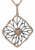 .40CT WHITE DIAMOND 14KT ROSE GOLD 3D FLOWER SQUARE OPEN FILIGREE FUN PENDANT
