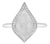 ESTATE .15CT DIAMOND 14KT WHITE GOLD 3D MATTE & SHINY LEAF TEAR DROP FUN RING