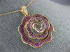 LARGE 1.36CT DIAMOND & AAA PINK SAPPHIRE 18KT ROSE GOLD FLOWER ROSE LOVE PENDANT