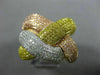 EXTRA LARGE 2.18CT MULTI COLOR DIAMOND 18KT TRI COLOR GOLD 3D CRISS CROSS RING