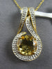 1.81CT DIAMOND & AAA CITRINE 14KT YELLOW GOLD ROUND TEAR DROP FLOATING PENDANT