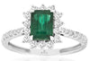 1.48CT DIAMOND & AAA EMERALD 14KT WHITE GOLD ROUND & EMERALD CUT ENGAGEMENT RING