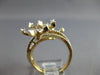 LARGE .94CT DIAMOND 14KT YELLOW GOLD 3D ROUND & BAGUETTE MULTI FLOWER FUN RING
