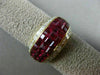 ESTATE WIDE 5.30CT DIAMOND & AAA RUBY 18K YELLOW GOLD INVISIBLE ANNIVERSARY RING