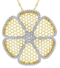 LARGE .68CT DIAMOND 14K YELLOW GOLD 3D FLOWER OPEN FILIGREE FUN FLOATING PENDANT