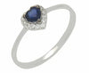 ESTATE .39CT DIAMOND & AAA SAPPHIRE 14K WHITE GOLD CLASSIC HEART SHAPE LOVE RING