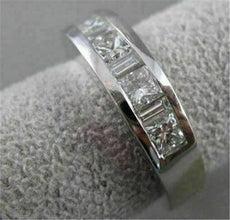 ESTATE EMERALD PRINCESS DIAMOND CHANNEL ANNIVERSARY 14KT WHITE GOLD RING #20476