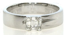 .18CT DIAMOND 18KT WHITE GOLD 3D ROUND & BAGUETTE MATTE & SHINY FRIENDSHIP RING