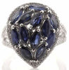 4.18CT DIAMOND & AAA SAPPHIRE 18KT WHITE GOLD MARQUISE & ROUND CLUSTER FUN RING