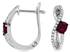 .56CT DIAMOND & AAA RUBY 14KT WHITE GOLD OVAL & ROUND LEVERBACK HANGING EARRINGS