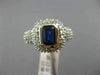 ESTATE LARGE 2.90CT DIAMOND & SAPPHIRE 14K WHTIE GOLD BEZEL HALO ENGAGEMENT RING