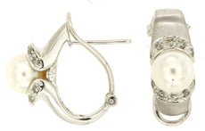 .16CT DIAMOND & AAA SOUTH SEA PEARL 14KT WHITE GOLD 3D CLIP ON HANGING EARRINGS