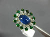 ANTIQUE LARGE 6.3CT DIAMOND AAA SAPPHIRE & EMERALD PLATINUM 18K YELLOW GOLD RING