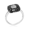 ESTATE .11CT DIAMOND 14KT WHITE GOLD 3D SQUARE FLOWER FUN RING