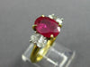 ESTATE 3.60CT DIAMOND & AAA RUBY 18K YELLOW GOLD & PLATINUM OVAL ENGAGEMENT RING