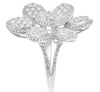 ESTATE LARGE 1.83CT DIAMOND 18K WHITE GOLD 3D CLUSTER MULTI OVAL FLOWER FUN RING