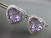 LARGE 25.55CT DIAMOND & AAA AMETHYST 14K WHITE GOLD HEART SHAPE CLIP ON EARRINGS
