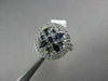 ANTIQUE  WIDE 1.15CT DIAMOND & AAA BLUE SAPPHIRE 14KT WHITE GOLD 3D FLOWER RING