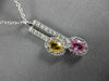 ANTIQUE 1.0CT DIAMOND AAA PINK & YELLOW SAPPHIRE 14K WHITE GOLD FLOATING PENDANT