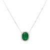 LARGE 13.17CT DIAMOND & AAA EMERALD 18KT 2 TONE GOLD OVAL & ROUND HALO NECKLACE
