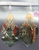 ESTATE LARGE .60CT DIAMOND 14K 2 TONE GOLD PAVE OPEN FILIGREE HANGING EARRINGS