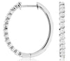 1.0CT DIAMOND 14KT WHITE GOLD DIAGONAL OVAL SHARED PRONG HOOP HANGING EARRINGS